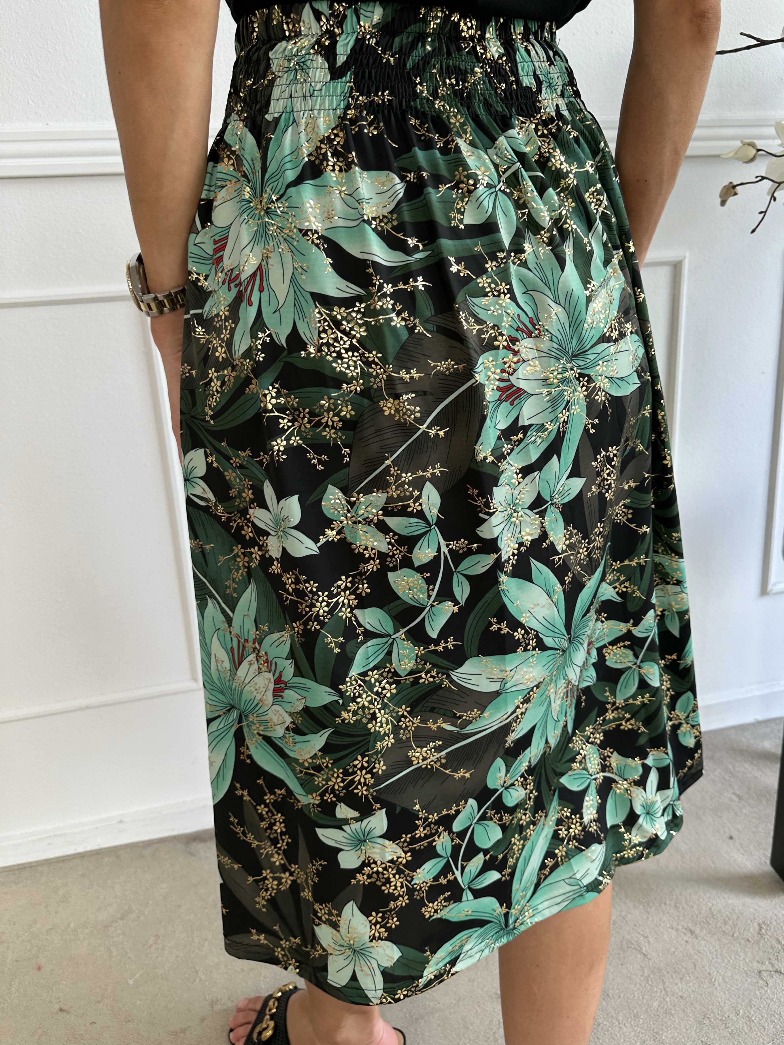 Pams Midi Skirt - Nederdel i krølfrit stof med lommer